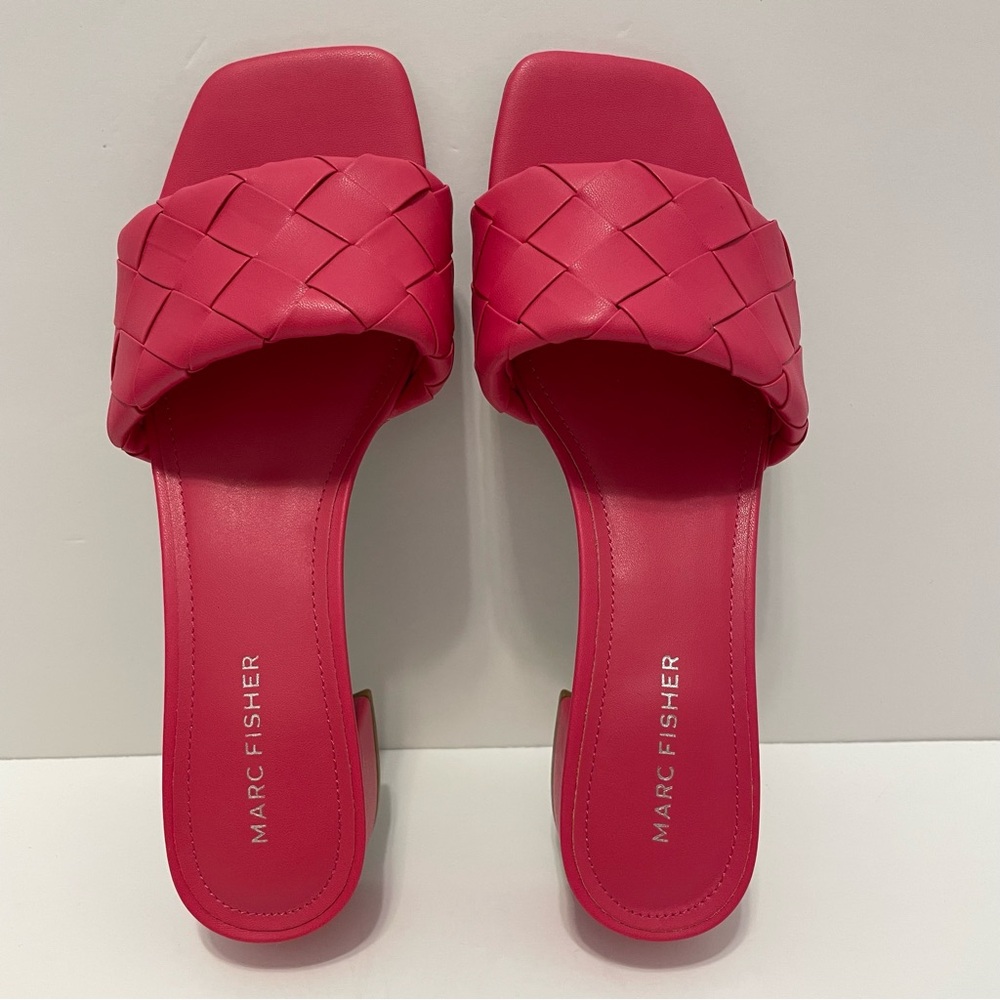 NWOT Marc Fisher Casara Block Heel Braided Slides Sandals Pink Size 8 - Picture 7 of 12